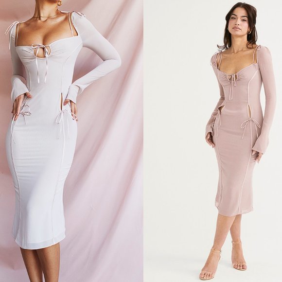 HOUSE OF CB 'Ophelia' Crystal Cutout Midi Dress NWOT - Picture 4 of 13